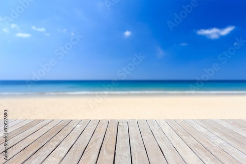 Wooden flooring and tropical beach