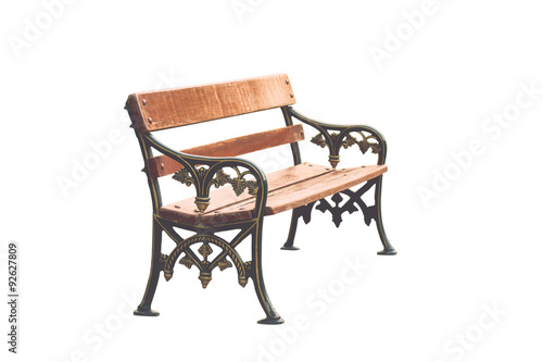 Vintage wooden bench isolated on white
