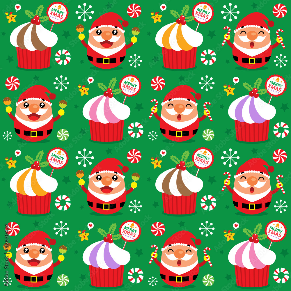 Christmas Seamless Santa Claus and Cake Christmas Seamless Santa Claus and Cake