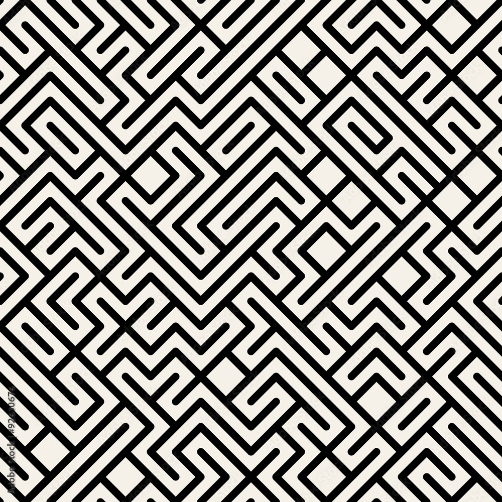 Vector Black and White Maze Geometric Seamless Pattern Vector Black and White Maze Geometric Seamless Pattern