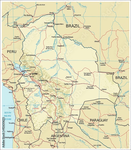 Bolivia physiography map