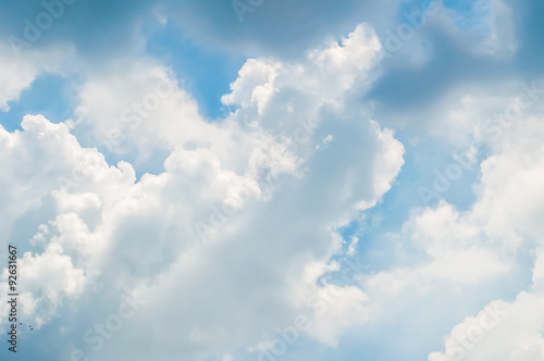 white clouds / blue sky background with white clouds © thiraphon
