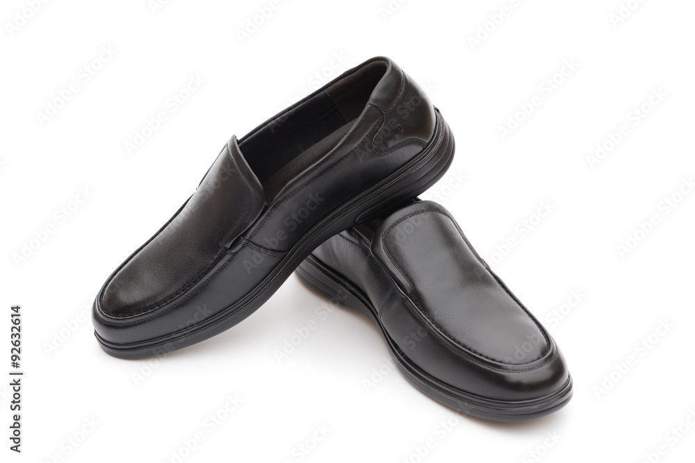 pair of black leather shoe for man on white background pair of black leather shoe for man on white background