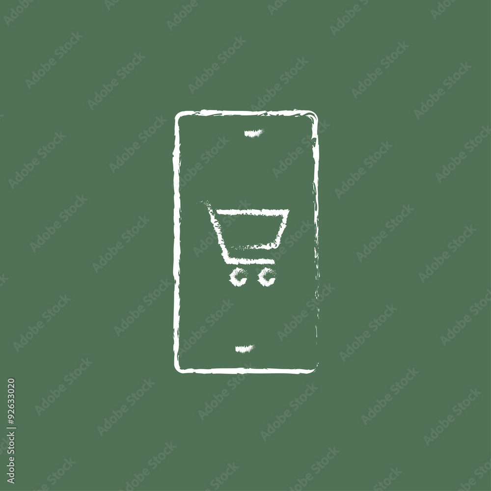 Online shopping icon drawn in chalk. Online shopping icon drawn in chalk.