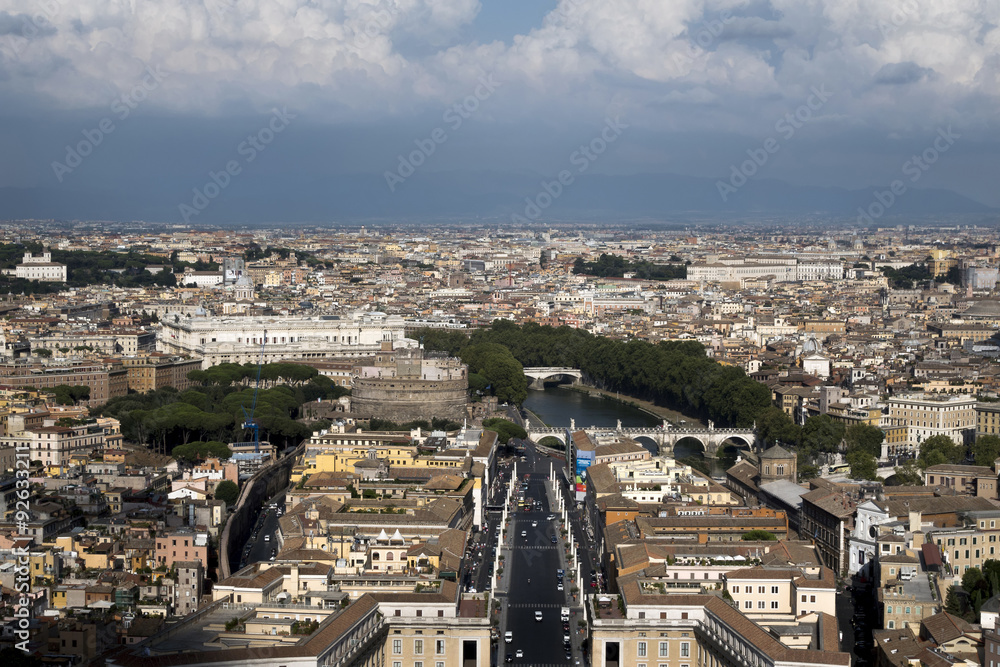 View from the Dome of St. Peter's Basilica in the Vatican City,