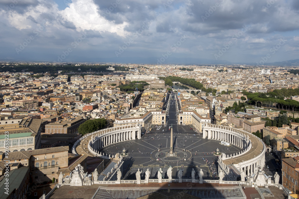 View from the Dome of St. Peter's Basilica in the Vatican City,