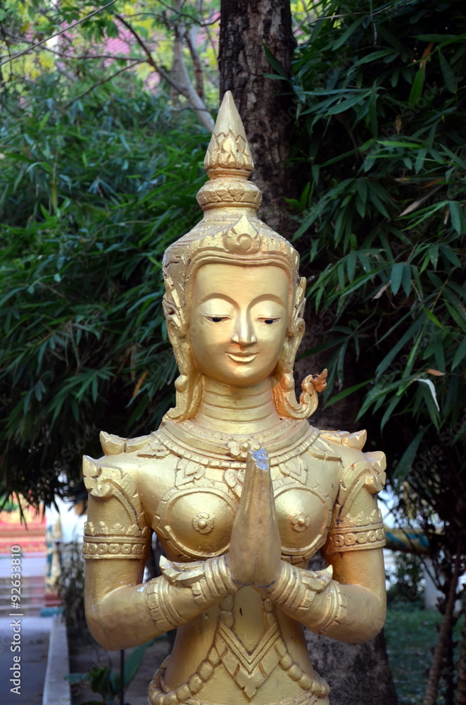 Statue of golden Buddha in Vientiane, Laos Statue of golden Buddha in Vientiane, Laos