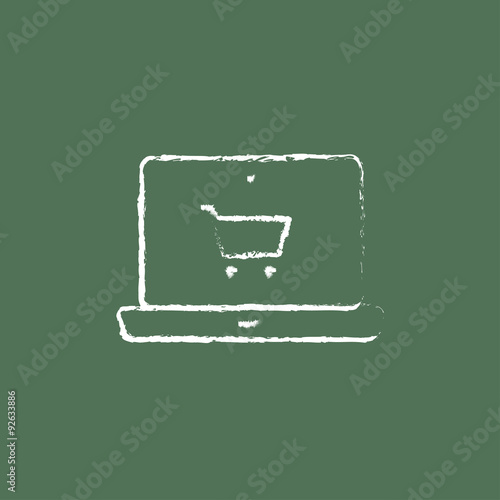 Online shopping icon drawn in chalk.