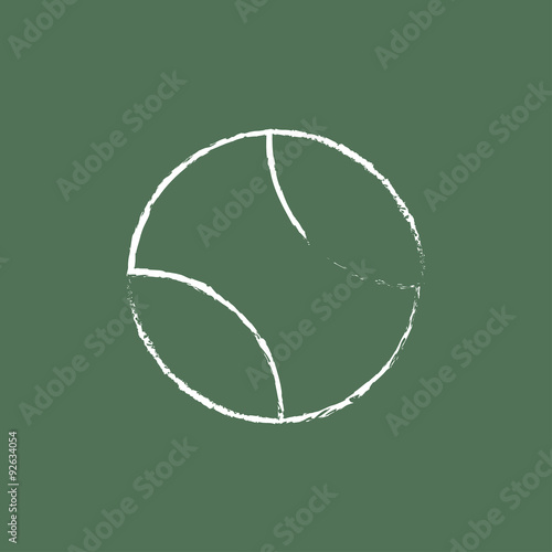 Tennis ball icon drawn in chalk.