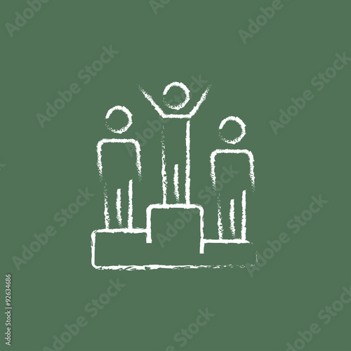 Winners on the podium icon drawn in chalk.