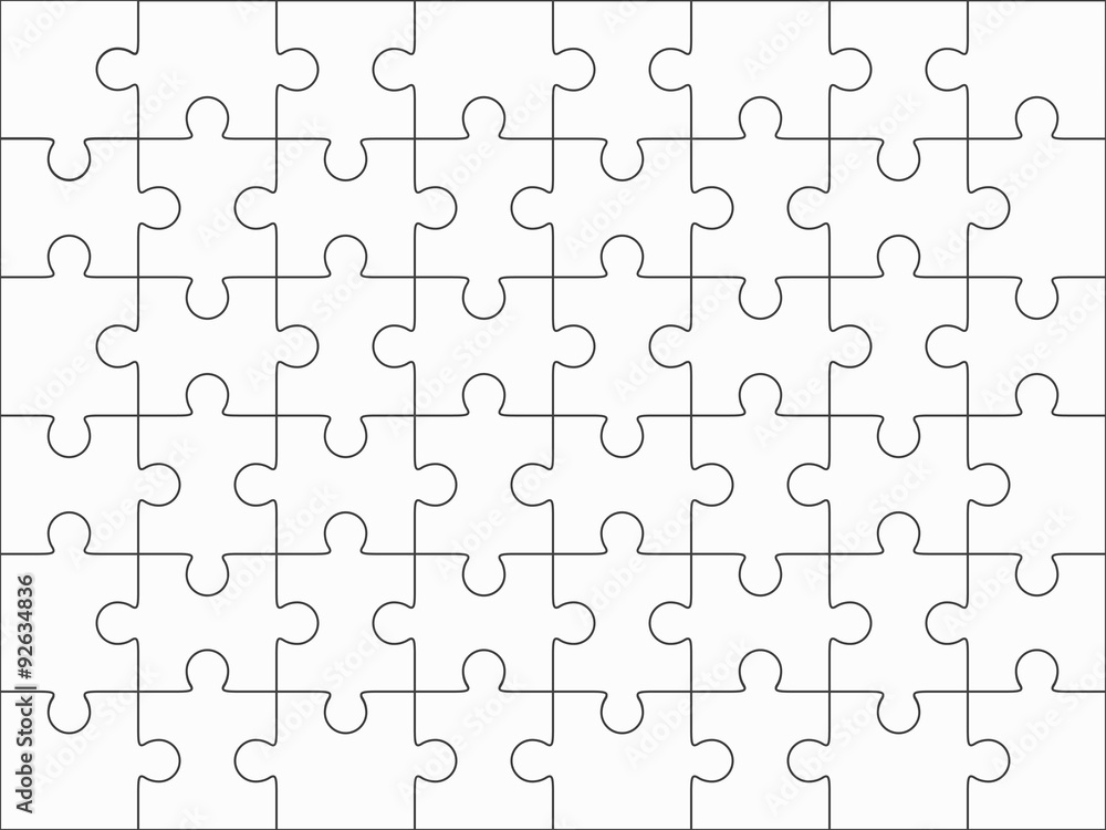 Premium Vector  Jigsaw puzzle blank template 6x8 elements, fourty-eight puzzle  pieces. vector illustration.
