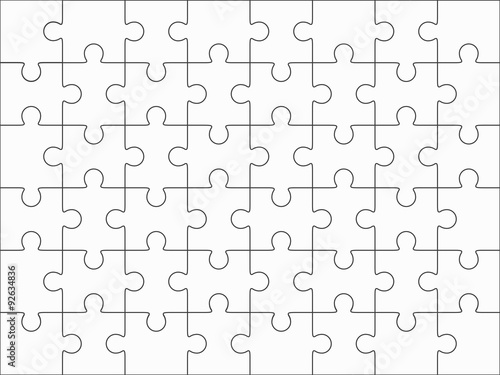Jigsaw puzzle blank 6x8 elements, fourty-eight vector pieces.