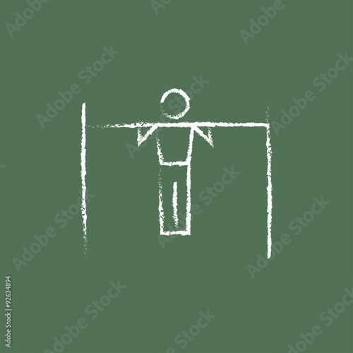 Gymnast on the bar icon drawn in chalk.