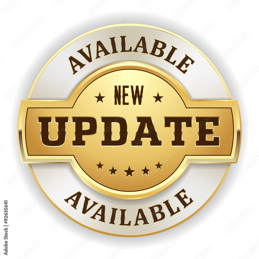 Gold update available badge on white background Gold update available badge on white background