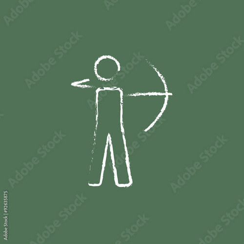 Archer with bow icon drawn in chalk.