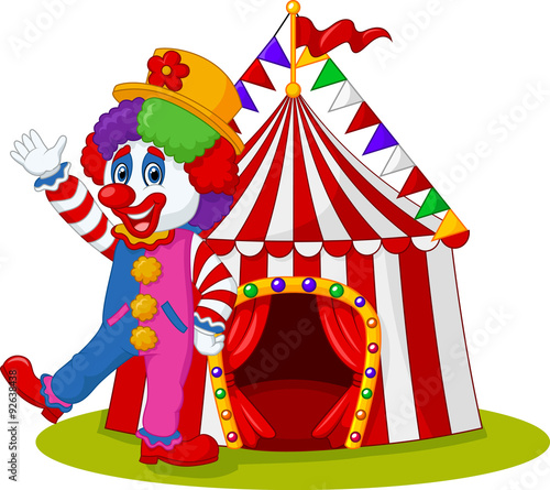 Cartoon clown waving hand