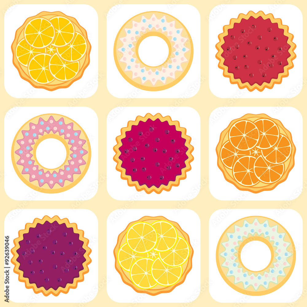 Fototapeta premium Fruit Pies Seamless Pattern