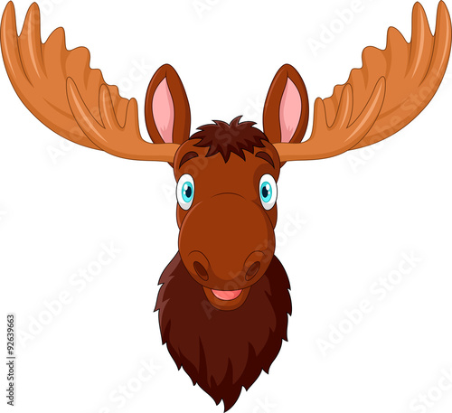 Cartoon moose head isolated on white background
