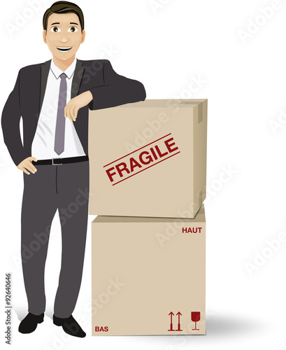 Homme d'affaire Manager Patron Carton