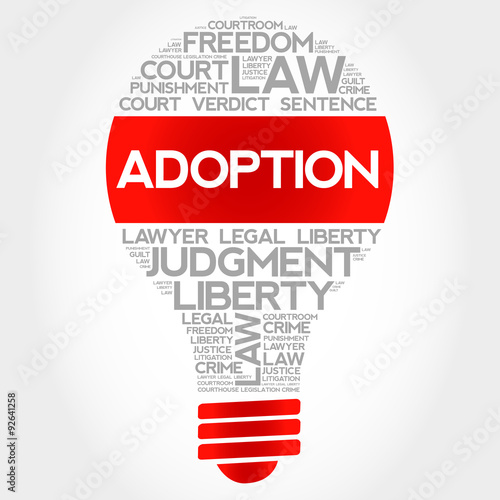 Adoption bulb word cloud concept