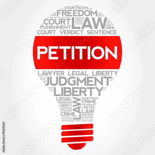 Petition bulb word cloud concept