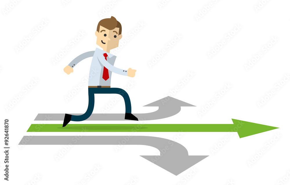 Vector of a businessman in a right path of his career.