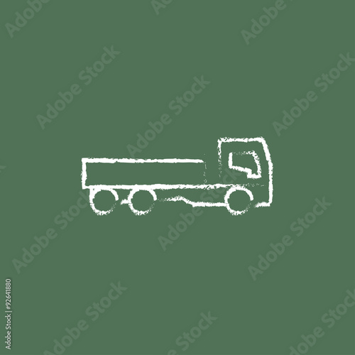 Dump truck icon drawn in chalk.