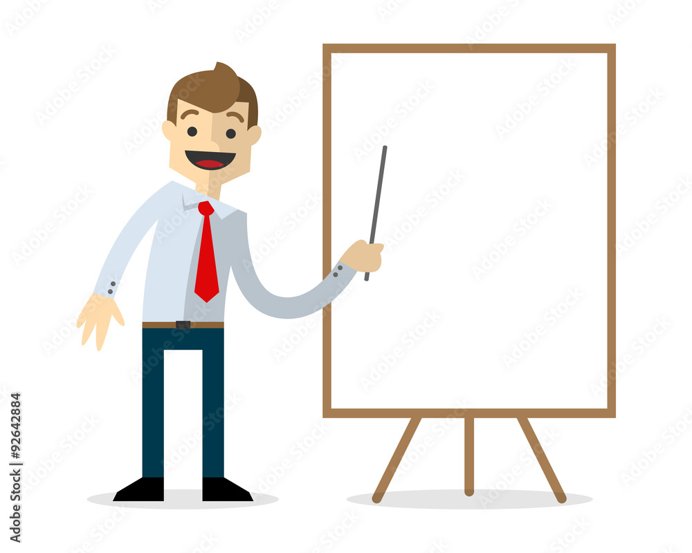Vector of a businessman with blank white board Vector of a businessman with blank white board