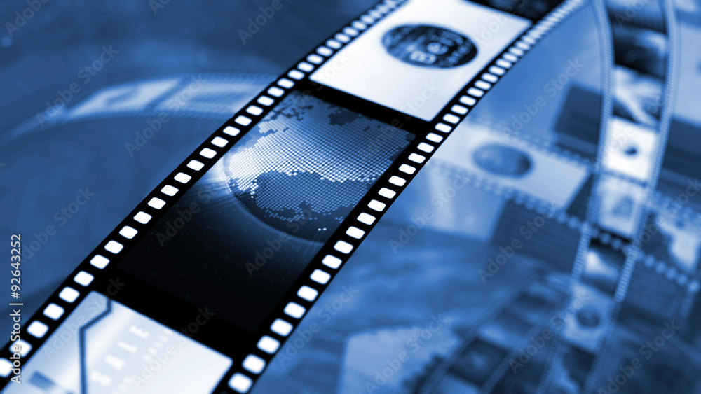 Film reel with stock market images