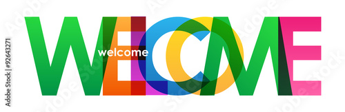 "WELCOME" overlapping letters vector icon