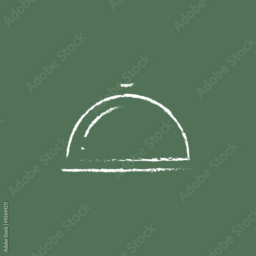 Restaurant cloche icon drawn in chalk.
