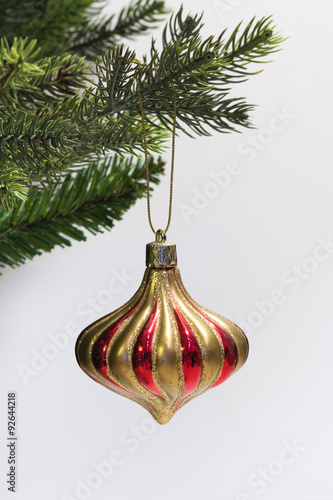 Christmas tree decorations. 
Red and golden onion