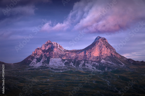 Mountain rocky peaks at beautiful sunset
