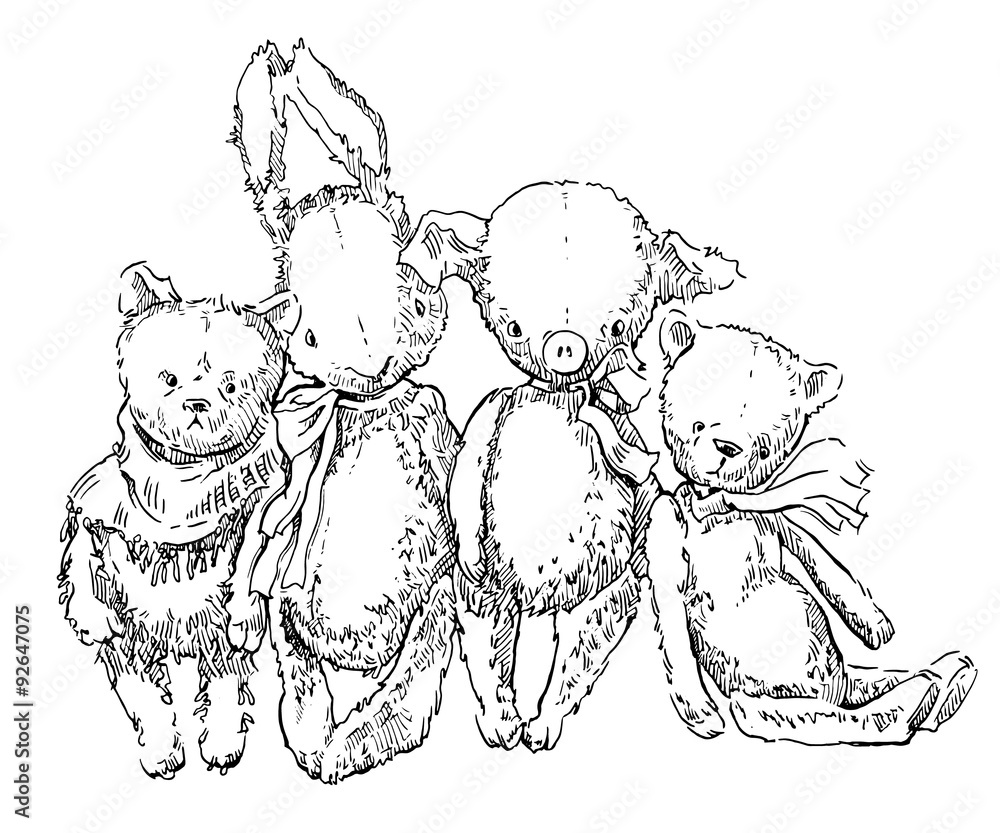 Fototapeta premium Vintage toys sketch.
