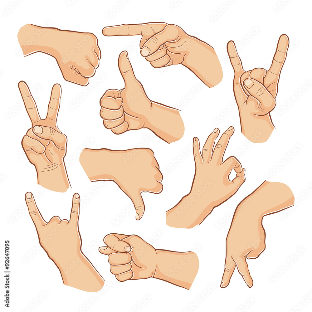 Free Photo  Different hand gestures thumb up pointing flick