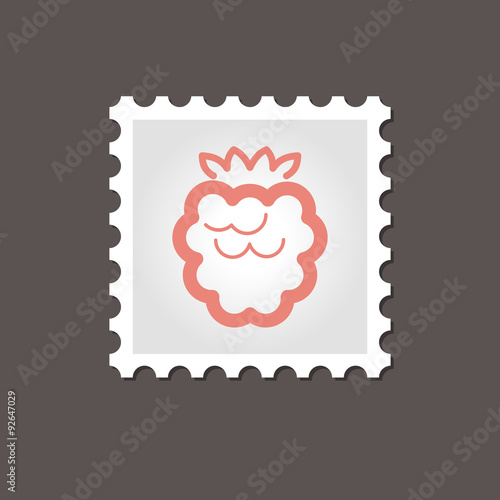 Raspberry stamp. Outline vector illustration