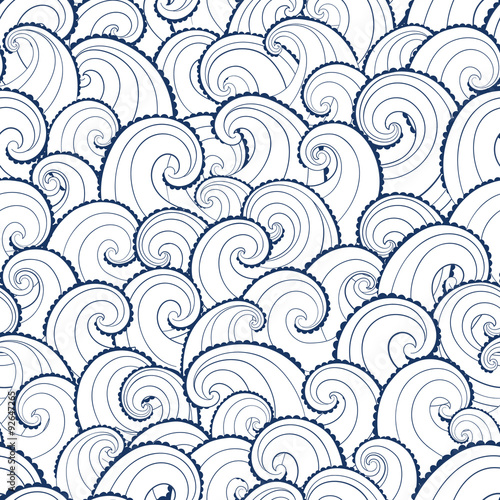 Marine background. Sea waves .seamless pattern. Nautical cartoon background.