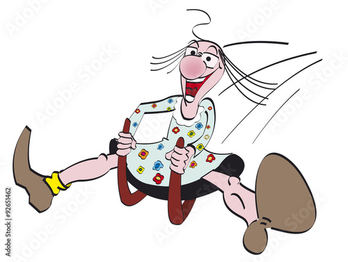 Vieille femme sur une luge