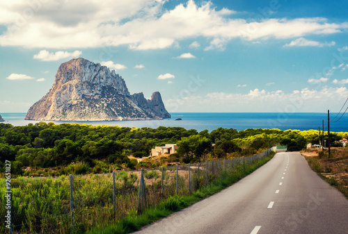 Road to the Cala d'Hort beach and island of Es Vedra. Ibiza