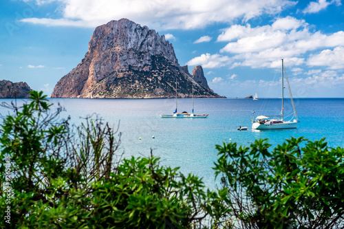 Picturesque view of the mysterious island of Es Vedra. Ibiza