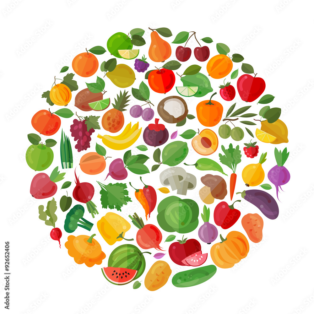 food vector logo design template. fruits and vegetables or farm