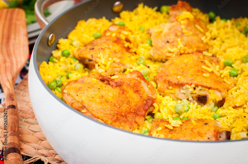 Chicken Thigh and Rice Biryani with Green Peas Chicken Thigh and Rice Biryani with Green Peas