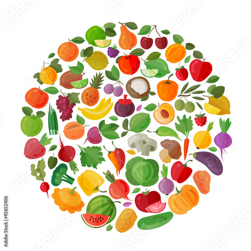 Fototapeta Naklejka Na Ścianę i Meble -  food vector logo design template. fruits and vegetables or farm