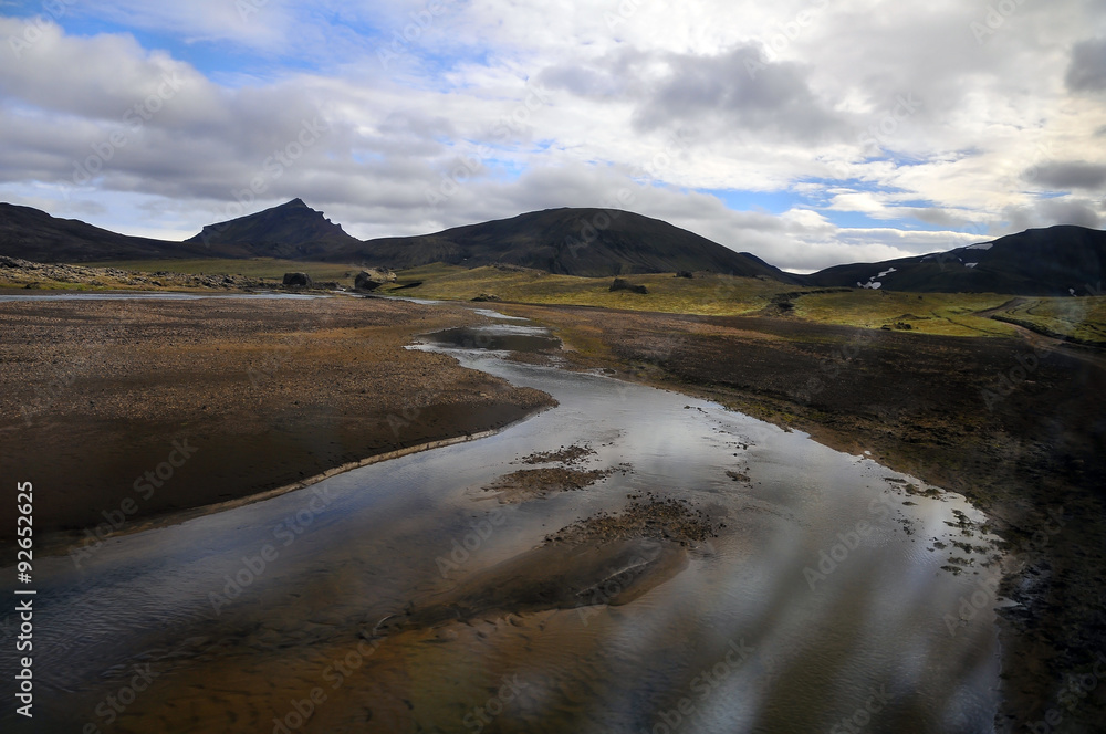 Landmannalaugar national mountain park in Iceland rhyolite hills