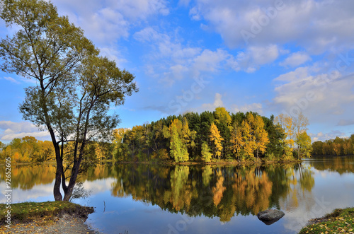 Autumn landscape on the lake