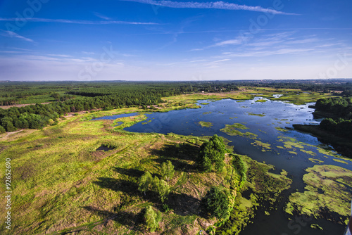 Obraz na płótnie Aerial view of the Poraj lake in southern Poland w salonie