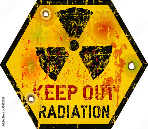 Radiation warning, grungy vector illustration, fictional artwork