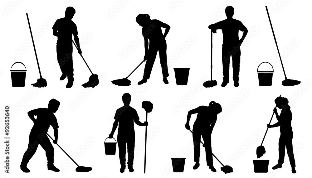 Naklejka premium people with mob silhouettes