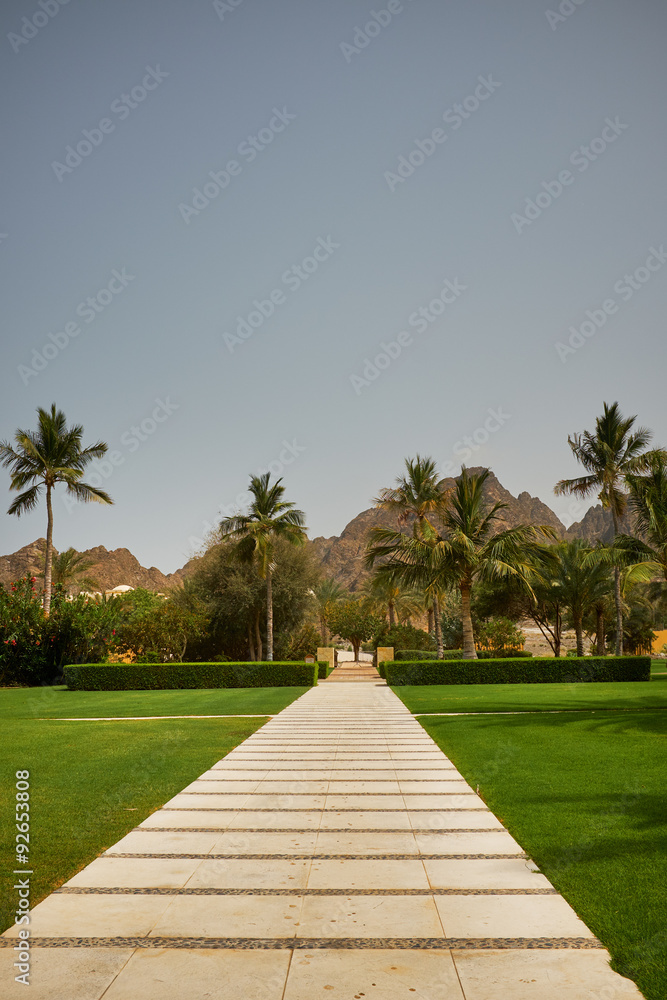 Fototapeta premium Way to beach in tropical resort.