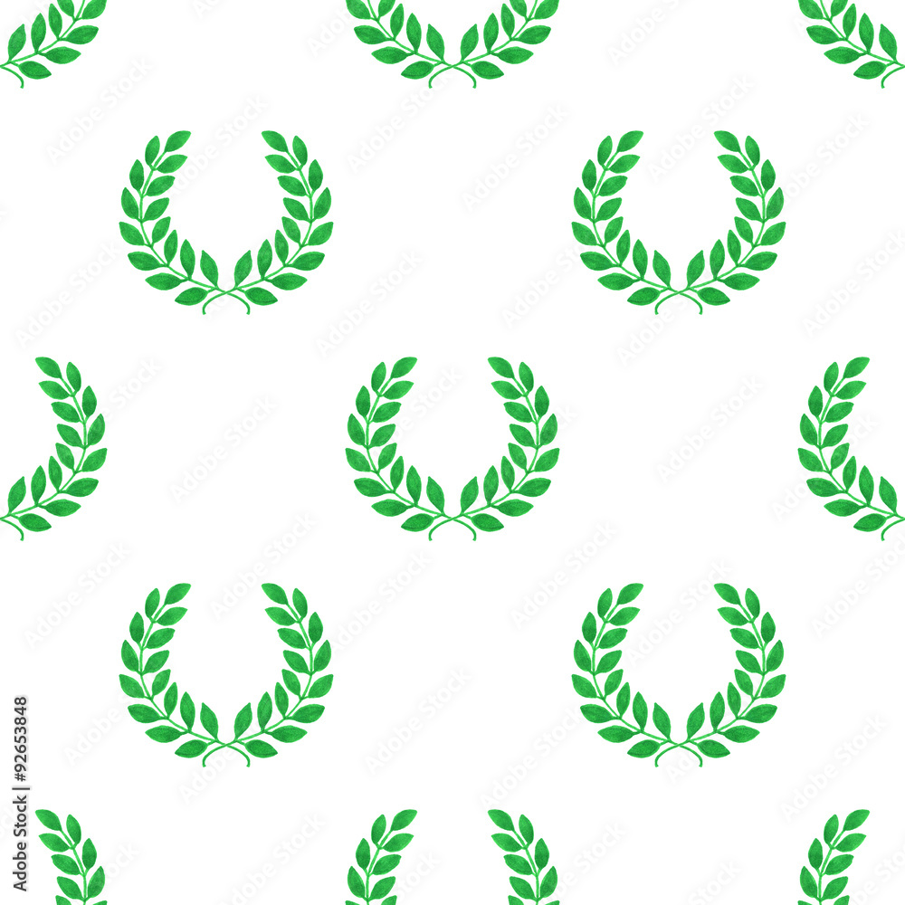 Laurel wreath. Seamless pattern with hand-drawn laureate wreath Laurel wreath. Seamless pattern with hand-drawn laureate wreath